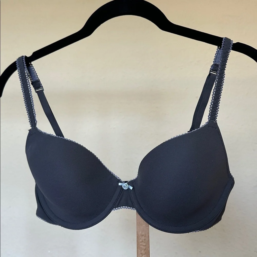 SKIMS Fits Everybody Picot ‎ T-Shirt Bra Size:34B Color:Ash Contrast flower nwt